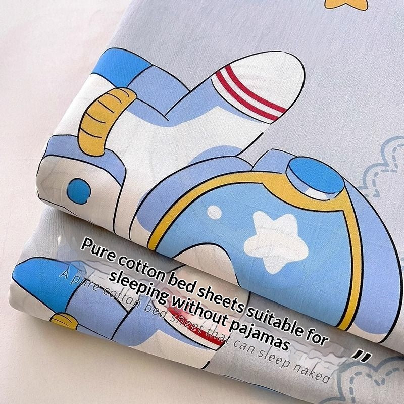 Children's Cartoon Bed Sheet and Pillowcase 3-Piece Bedding Set Multiple Sizes & Patterns