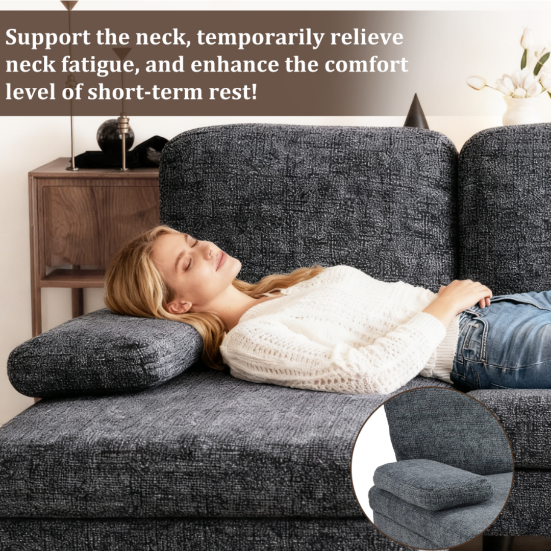 U-Shaped Sectional Sofa - Dark Grey Chenille Fabric, 4-Seater