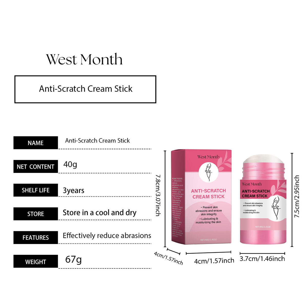 Body Moisturizing Stick 40g - Anti-Scratch Skin Protection