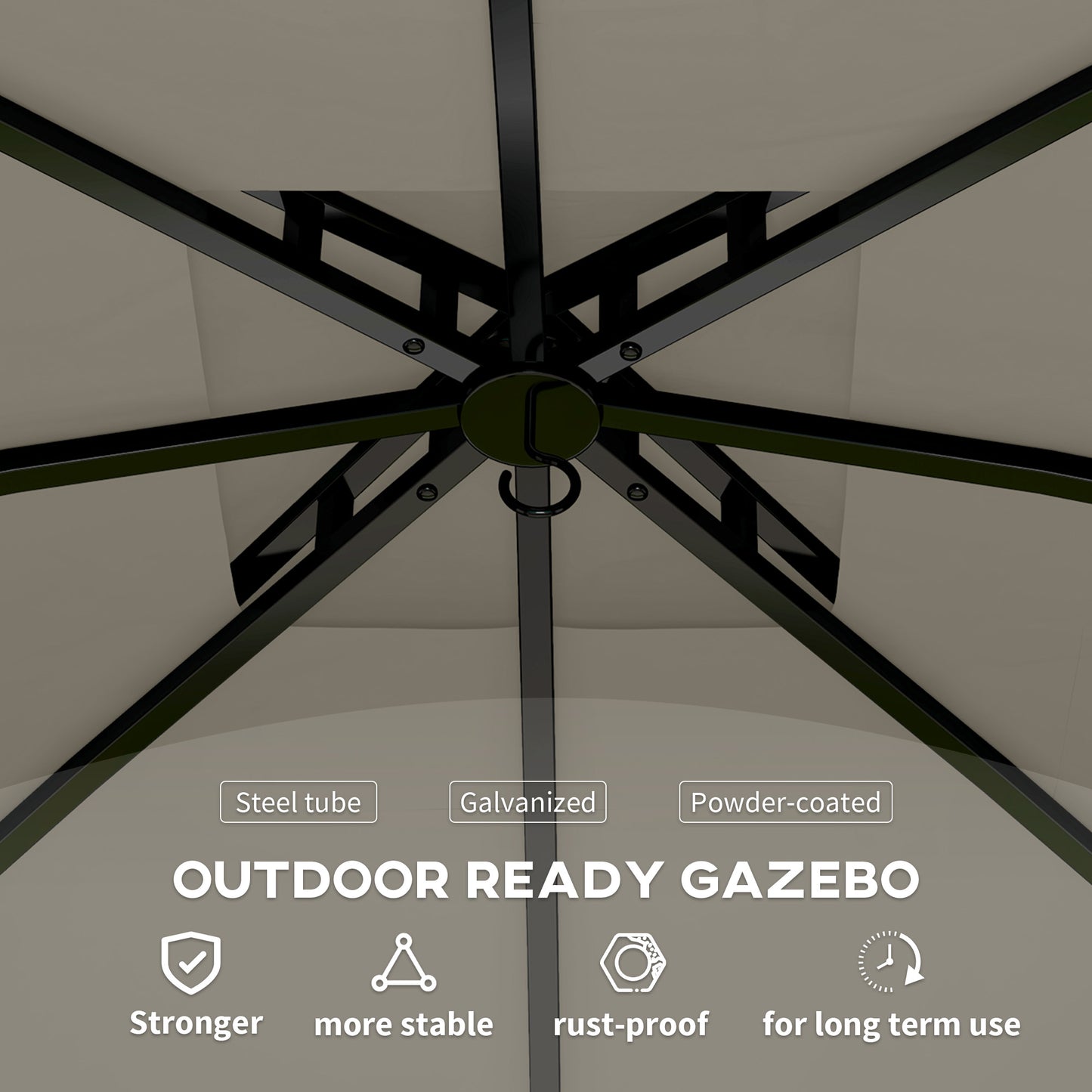 Outdoor Gazebo with Curtains and Church Windows - Light Gray