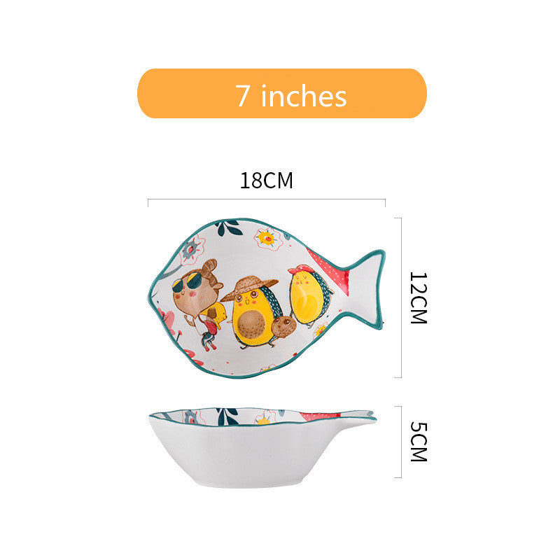 Ceramic Tableware Set with Rainforest Pattern - Nordic Style Dinnerware Collection