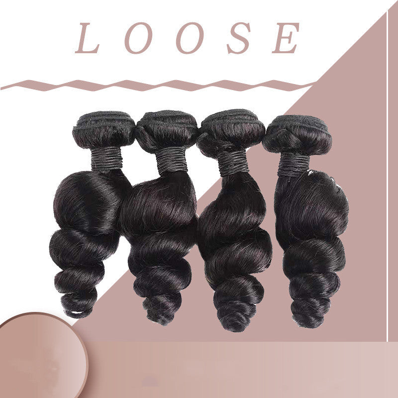 Women's Black Human Hair Weft - Pre-Colored Loose Wave Hair Extensions