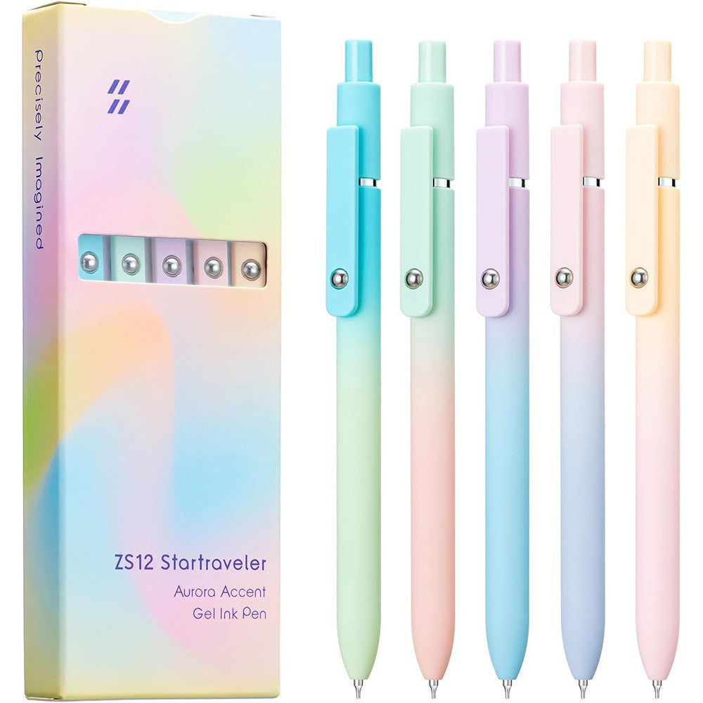 Neutral Refill Pen Set - 0.5mm Tip, Gradient & Morandi Colors, 5 Pieces
