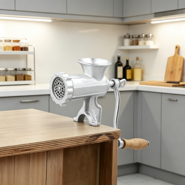 Manual Meat Grinder with Steel Clamp, 1 Blade & 2 Plates, Sausage Tubes for Beef & Vegetables