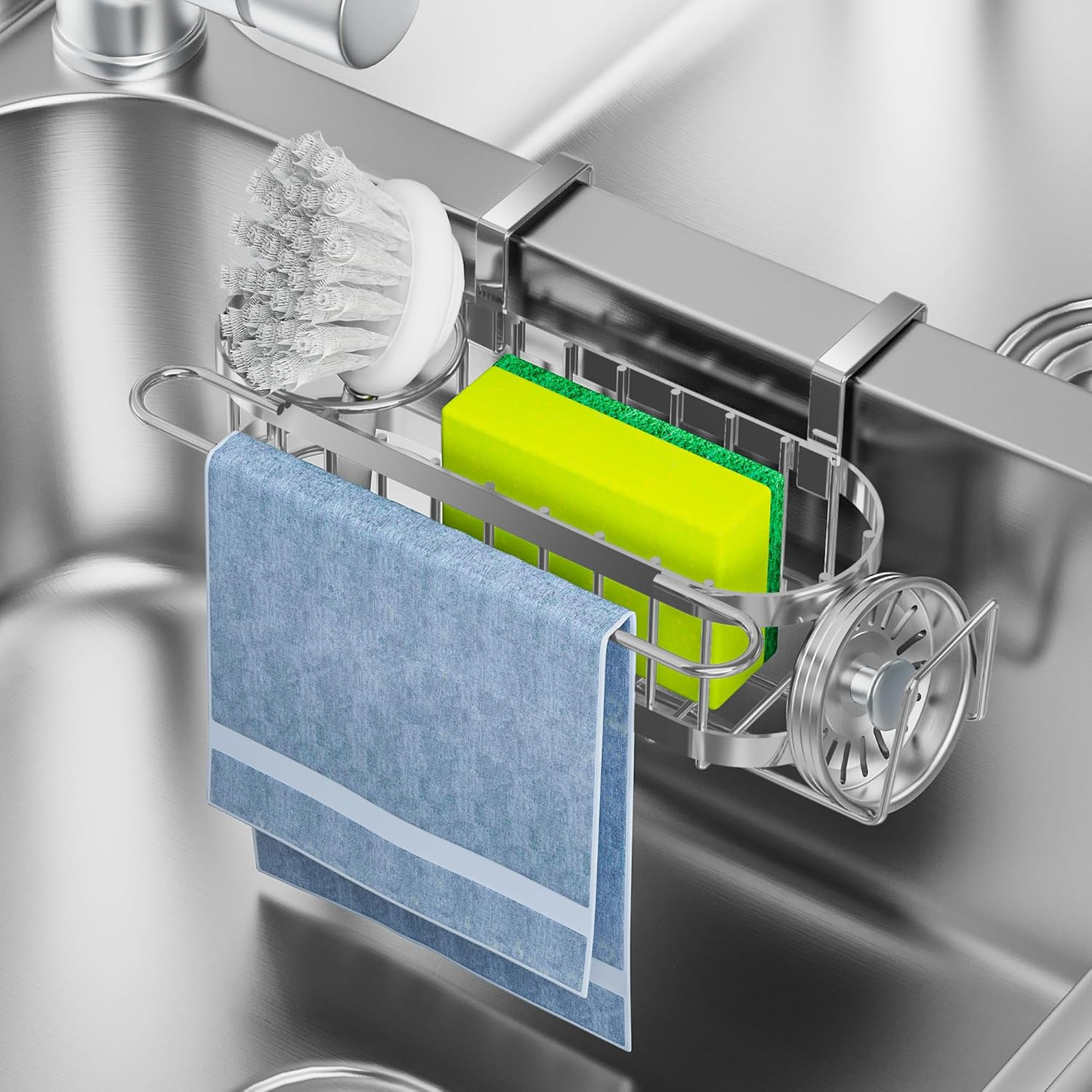 Stainless Steel Kitchen Sink Caddy Organizer with Suction Cups