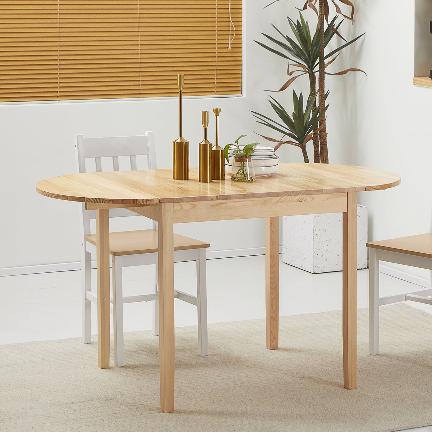 55" Drop Leaf Kitchen Table - Natural Pinewood Design
