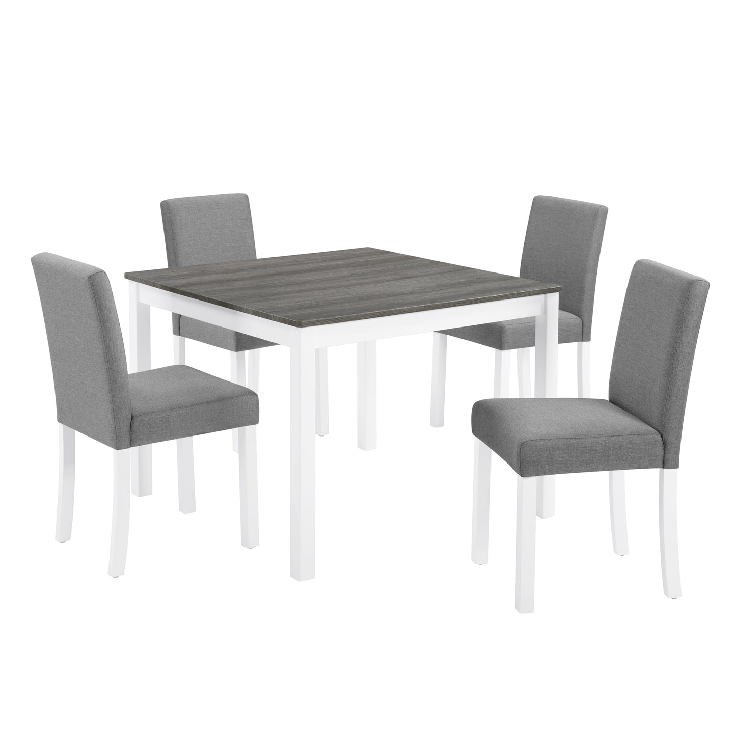 5-Piece Wooden Dining Table Set with 4 Chairs - Grey & White