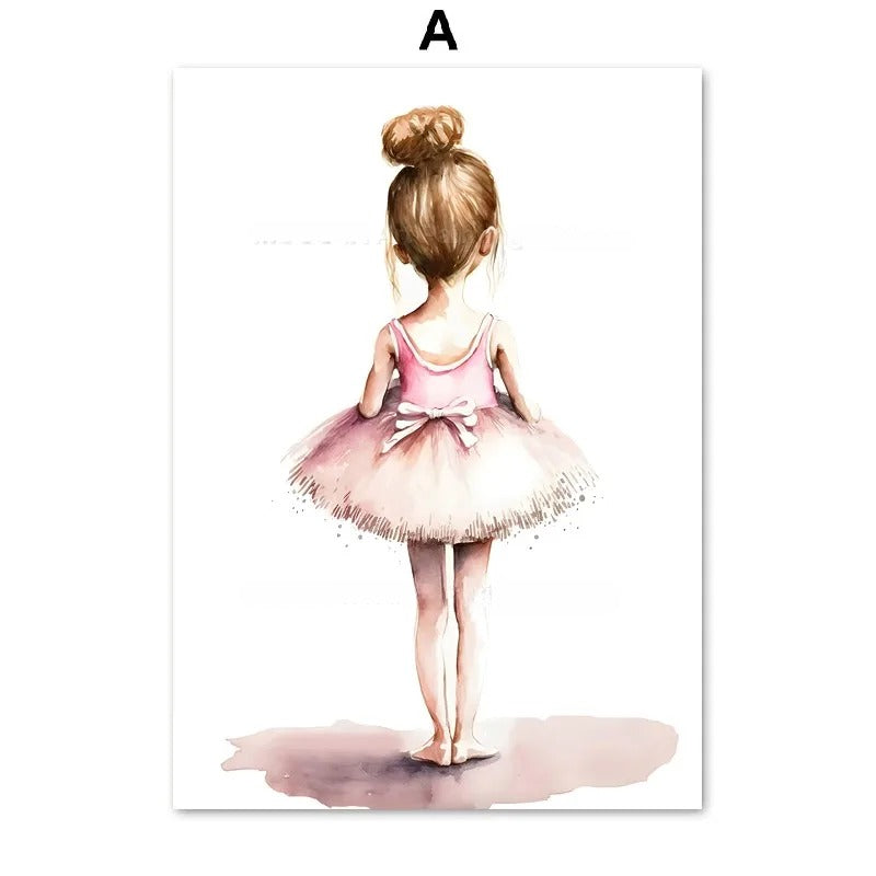 Children's Ballet Alphanumeric Canvas Wall Art - Frameless Nordic Style for Kids Room
