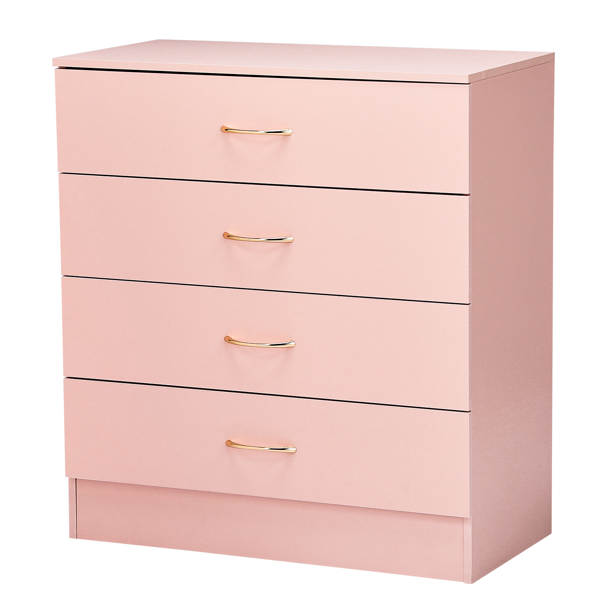 4-Drawer Pink Matt Finish Cabinet with Rose Gold Handles