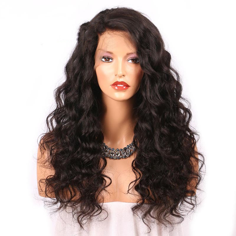 Long Curly Synthetic Wig with Oblique Bangs for Ladies - Fashion Hair Headgear