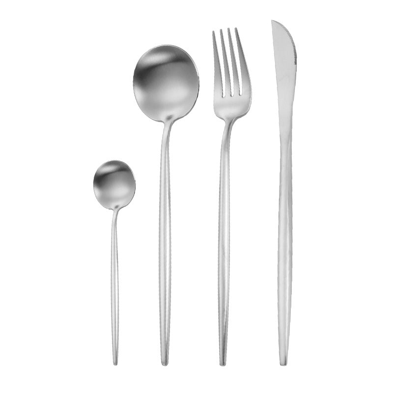 Stainless Steel Dinnerware Set - Thick Portuguese Cutlery, Silver Finish