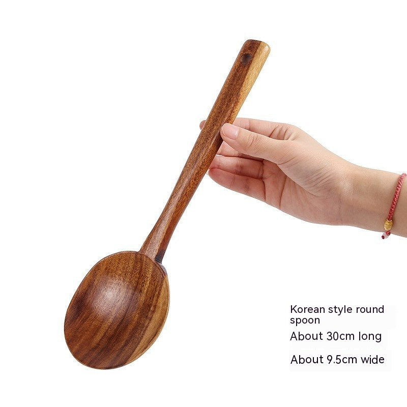 Wooden Korean Kitchen Utensil Set - Teak Cooking Spoon & Scoop, Modern Design