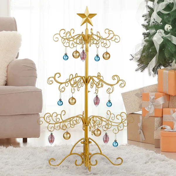3ft Wrought Iron Christmas Tree Stand - Gold Ornament Display