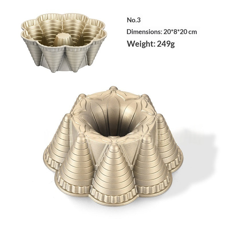 Cast Aluminum Hollow Cake Mold for Baking - Multi-Color Variants