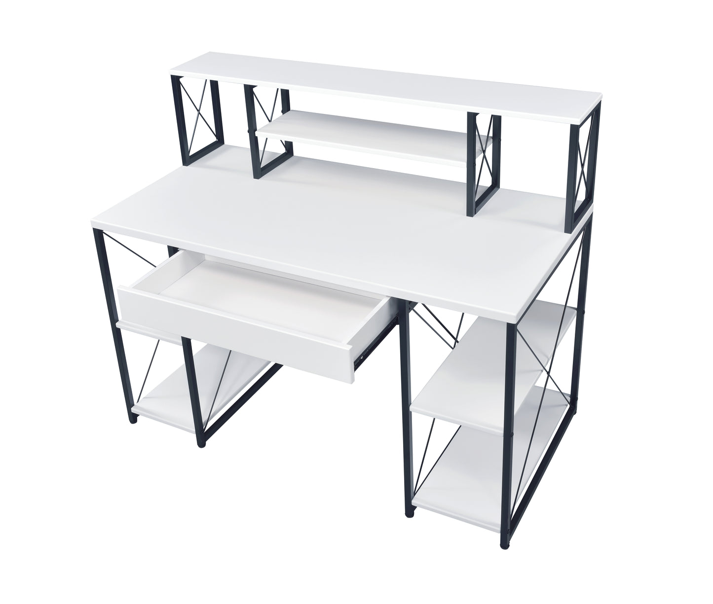 Amiel White Finish Writing Desk with Storage Compartments