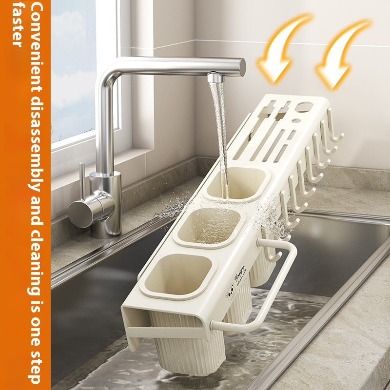 Multi-functional Kitchen Knife Rack Holder Punch-free Wall Mount Organizer
