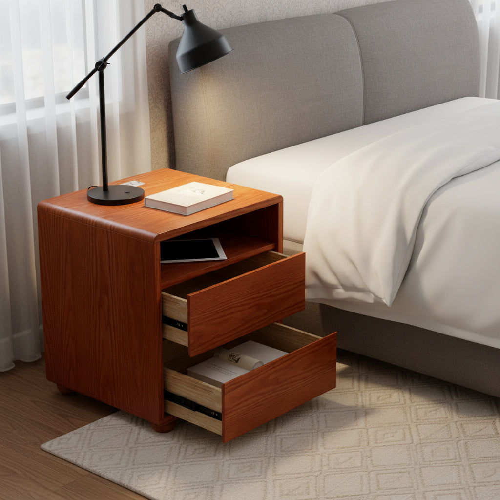 20 Modern Nightstand With 2 Drawers And Shelves Solid Wood Night