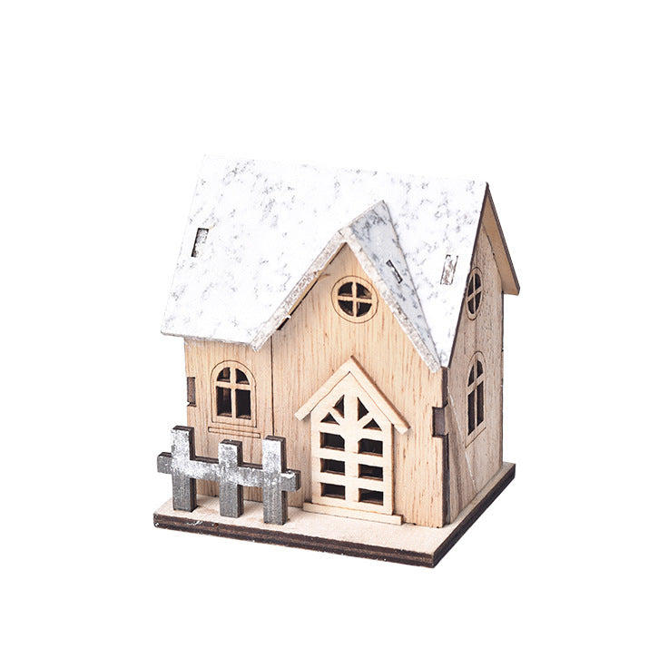 LED Luminous Wooden Christmas House - Holiday Decor, Festive Light