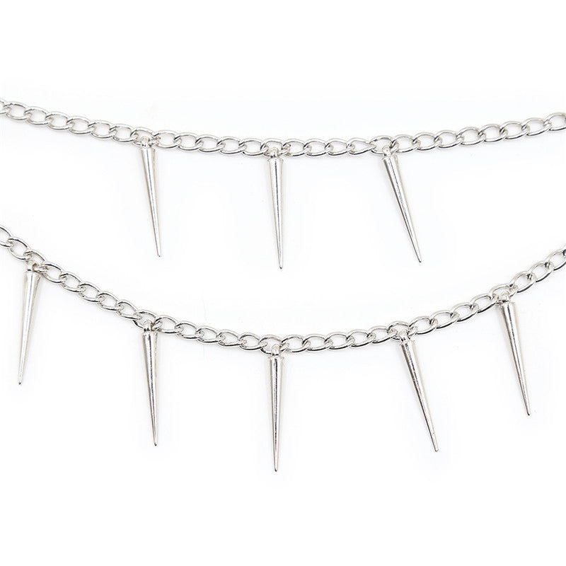 Nail Chain Clip Nipple Clamp - Silver Spike Nipple Piercing Toy