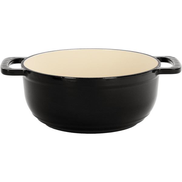 6QT Cast Iron Dutch Oven with Lid - Black Enamel Cooking Pot