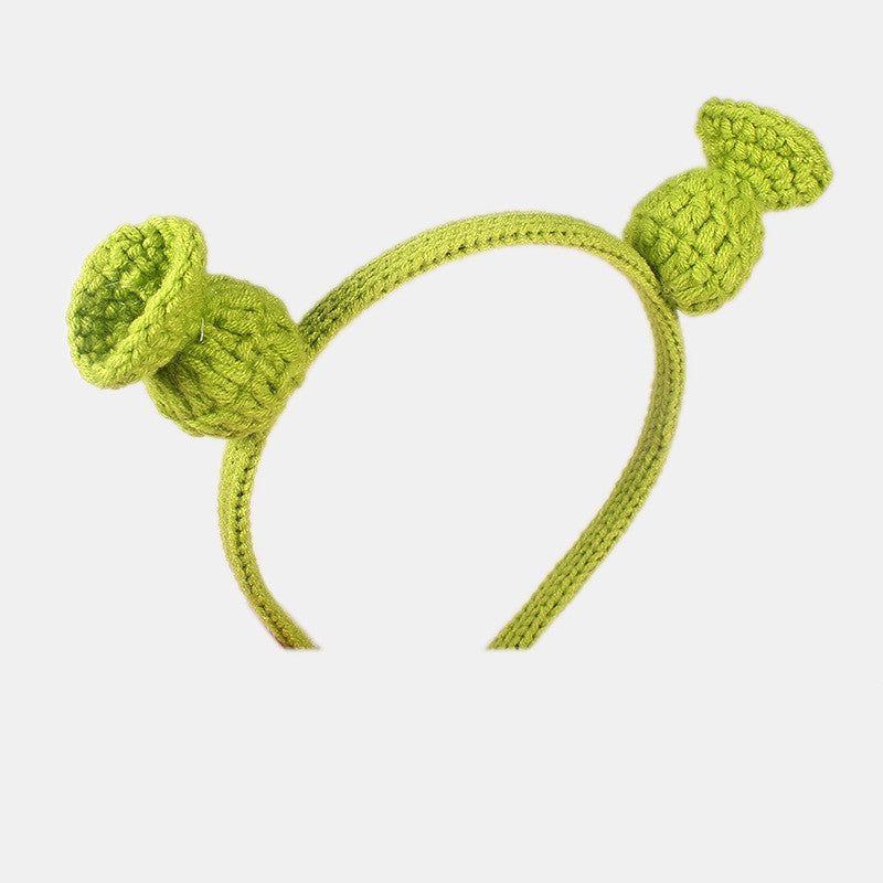 Unisex Wool Crocheted Shrek Headband - Handmade Cartoon Hair Accessory