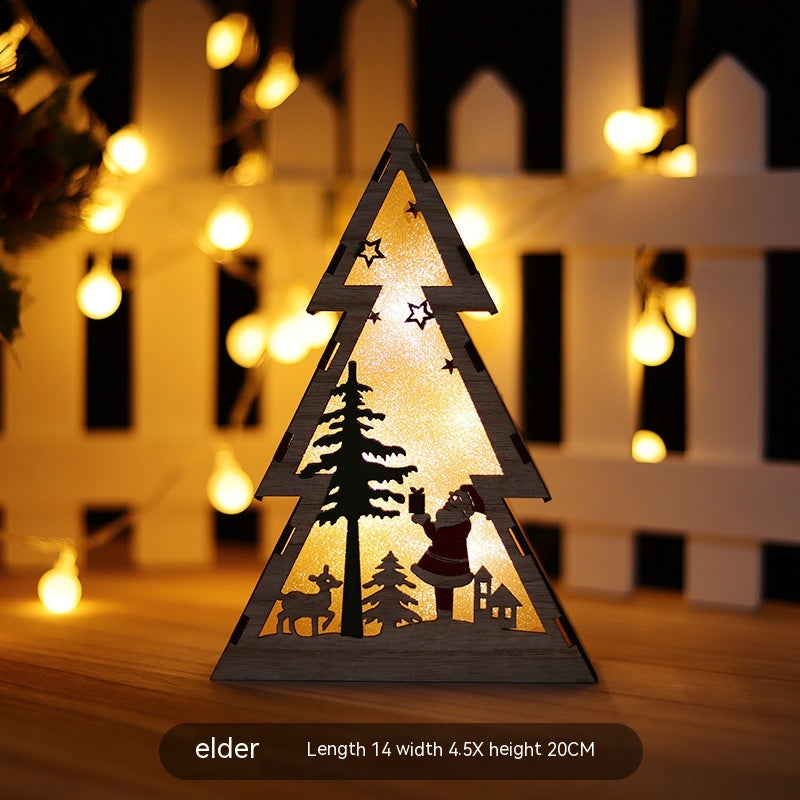 Christmas Wooden Luminous Ornaments with Lights - Festive Holiday Decor