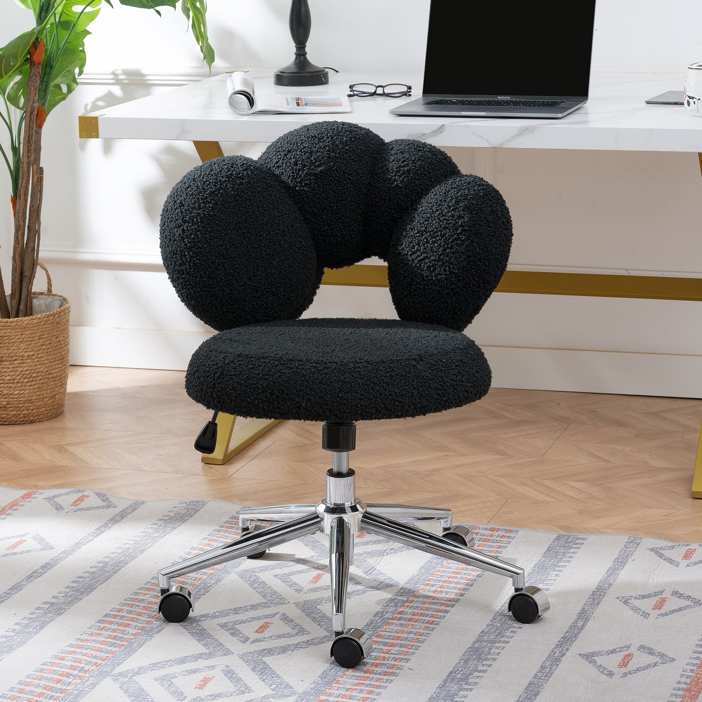 Adjustable Black Chair with 360-Degree Rotation & Foam Cushion