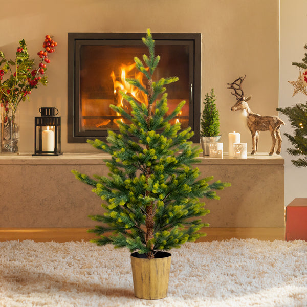 4FT Dual Tone Artificial Christmas Tree - 2 Pack with Pot