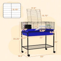 Small Animal Cage with Removable Stand and Wheels, Blue