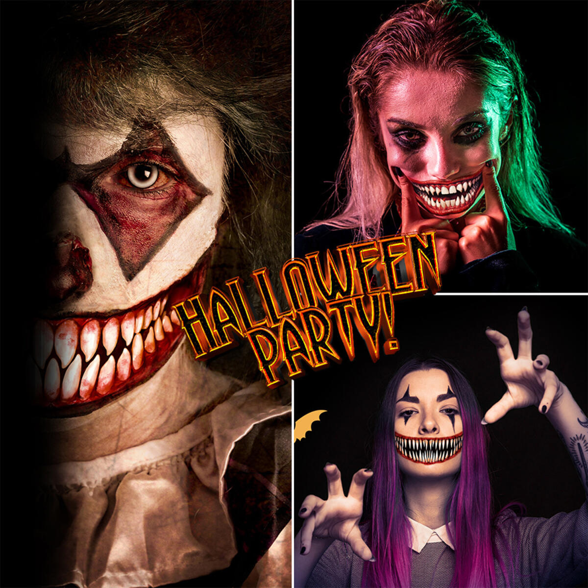 18 Sheets Halloween Temporary Tattoo Stickers - Scary Mouth Designs