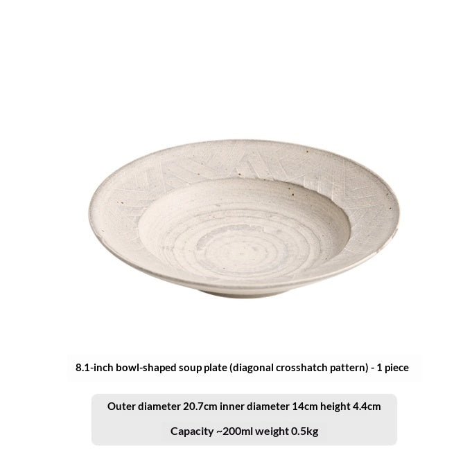 Ceramic Irregular-Shaped Serving Plate - Retro Glazed Stoneware, Kitchen Tableware