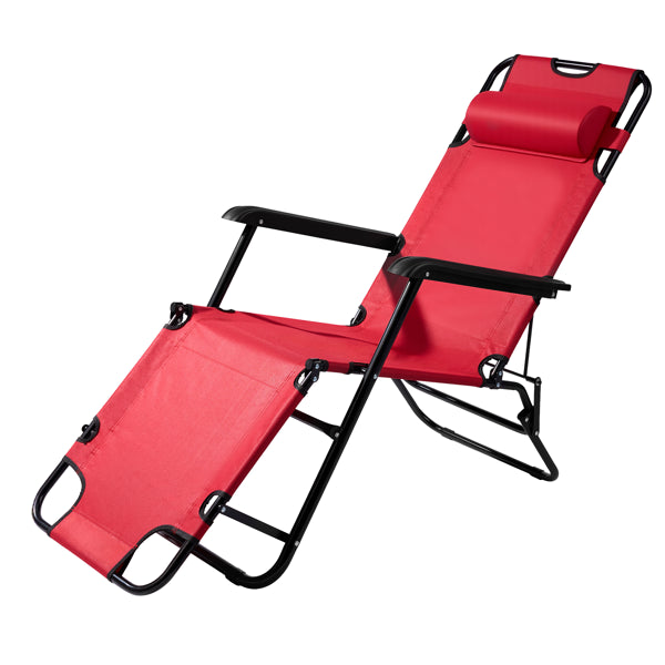 Portable Folding Reclining Chair - Red Dual Purpose