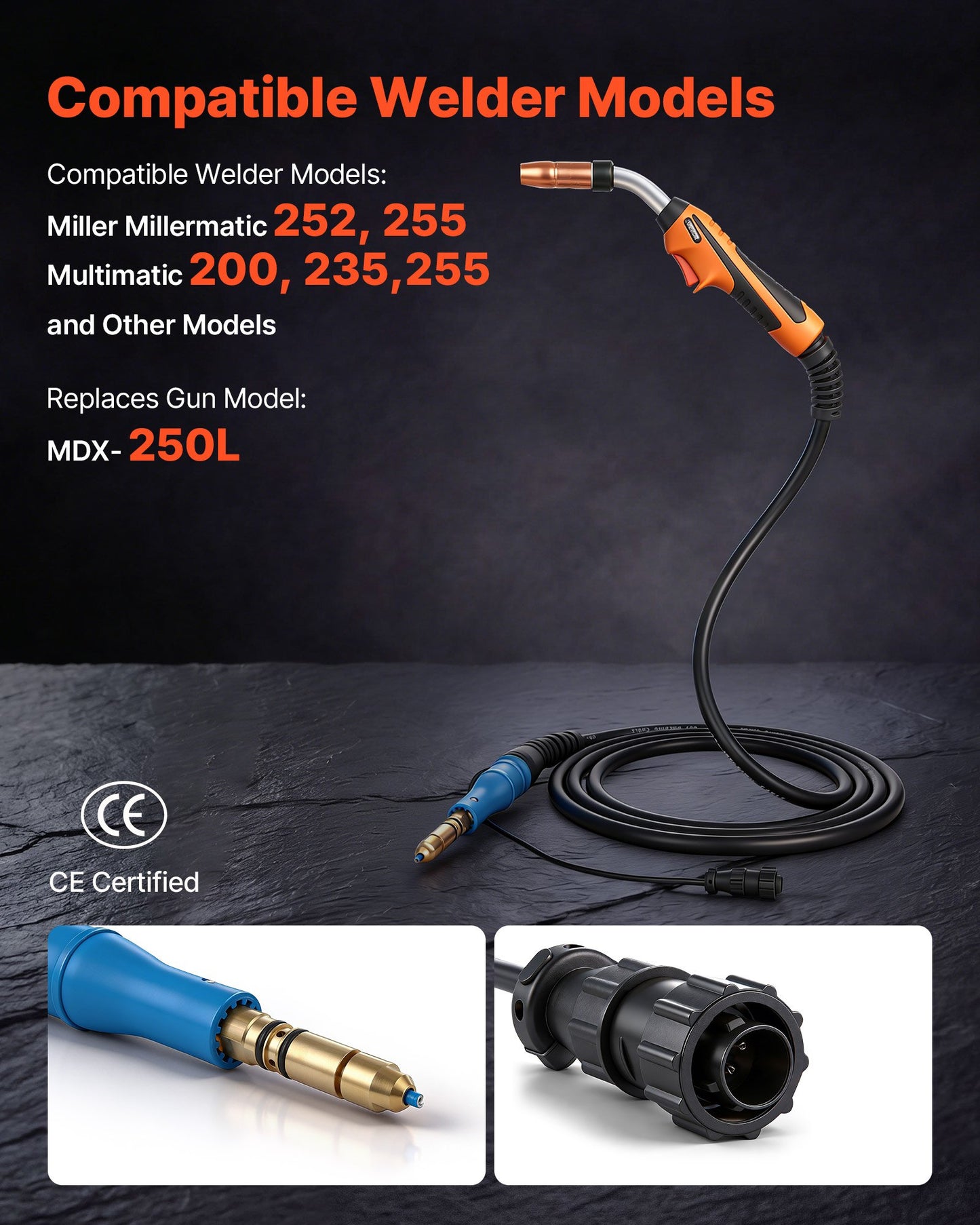 250A MIG Welding Gun with 15FT Cable Replacement for Miller MDX-250