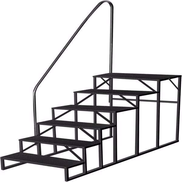 6-Step RV Ladder with Handrail - Anti-Slip, 660 lbs Capacity