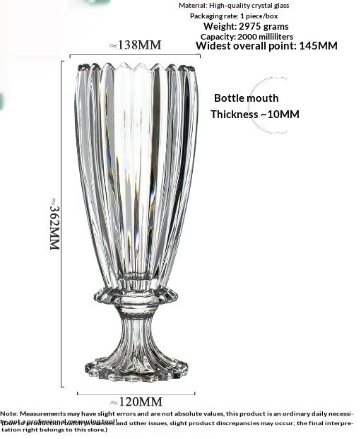 Crystal Glass Vase for Flower Arrangements - Multiple Sizes