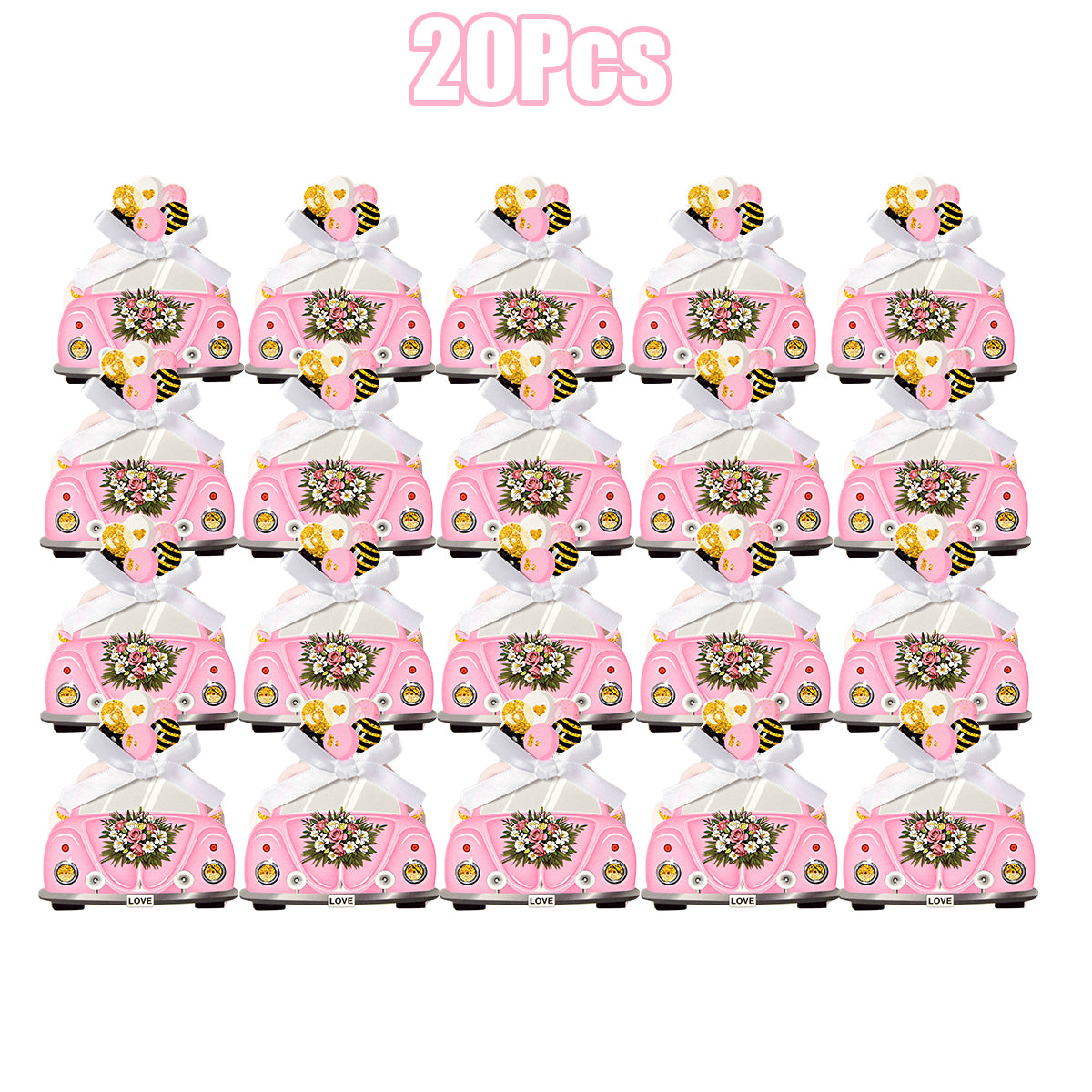 20-Pack Pink Wedding Party Favor Treat Boxes - 10x8x4.5cm