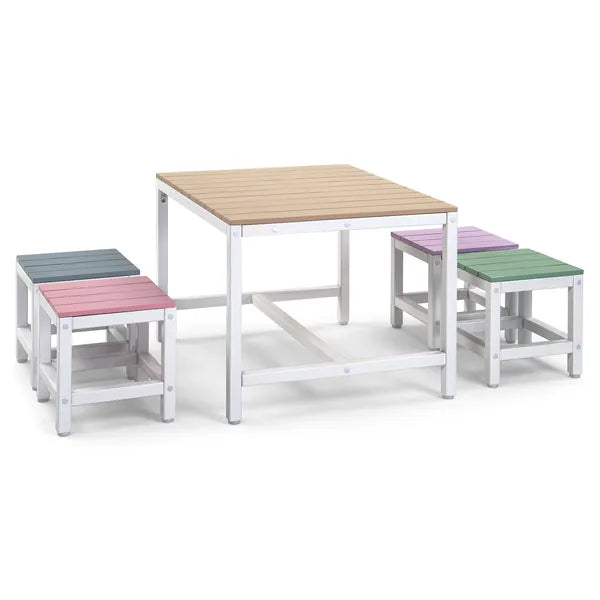 5-Piece Kids' Patio Table and Chair Set - Multicolor Poplar Wood
