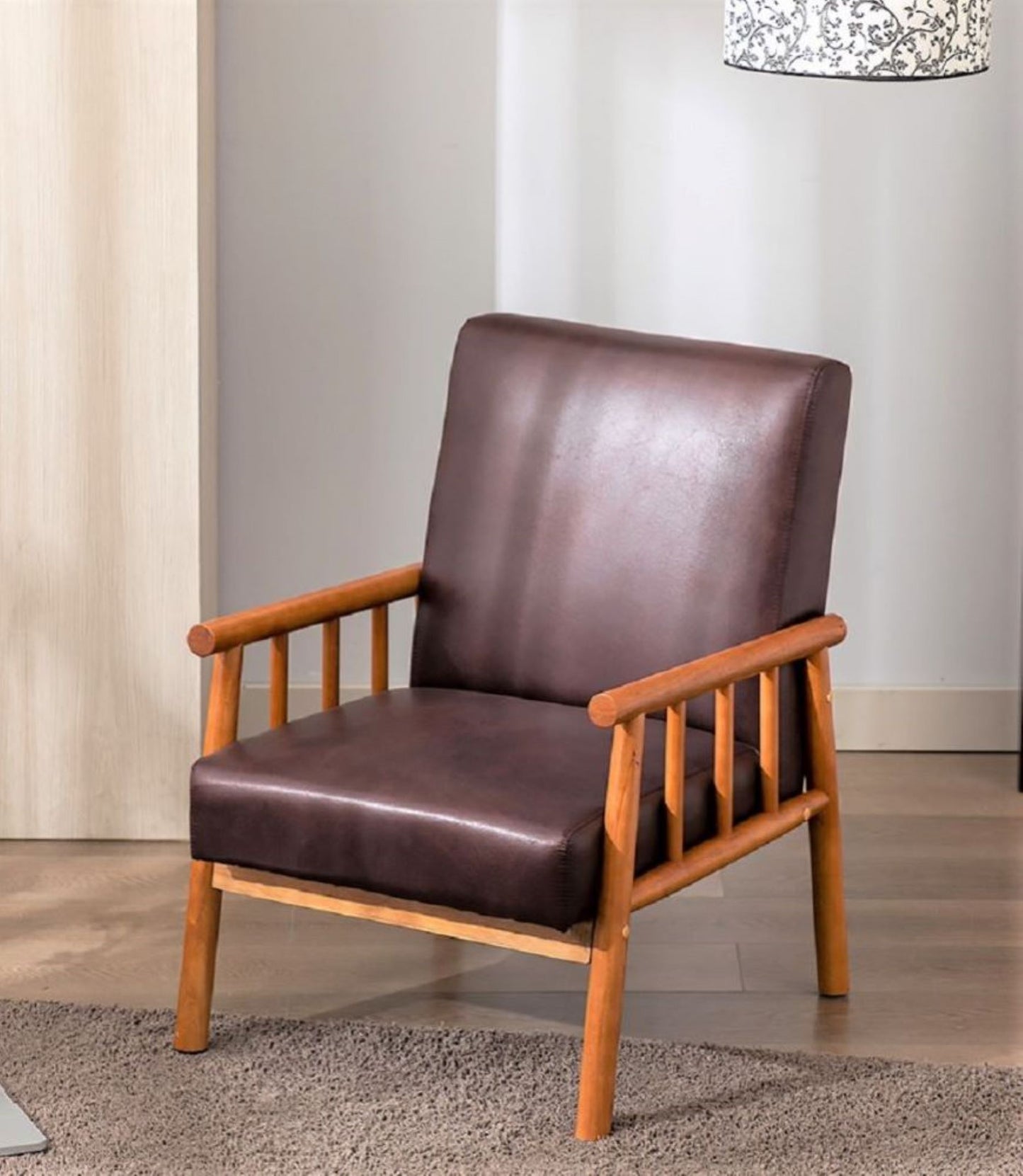 25 Wide Classic Mid-Century Modern Arm Chair, Dark Brown