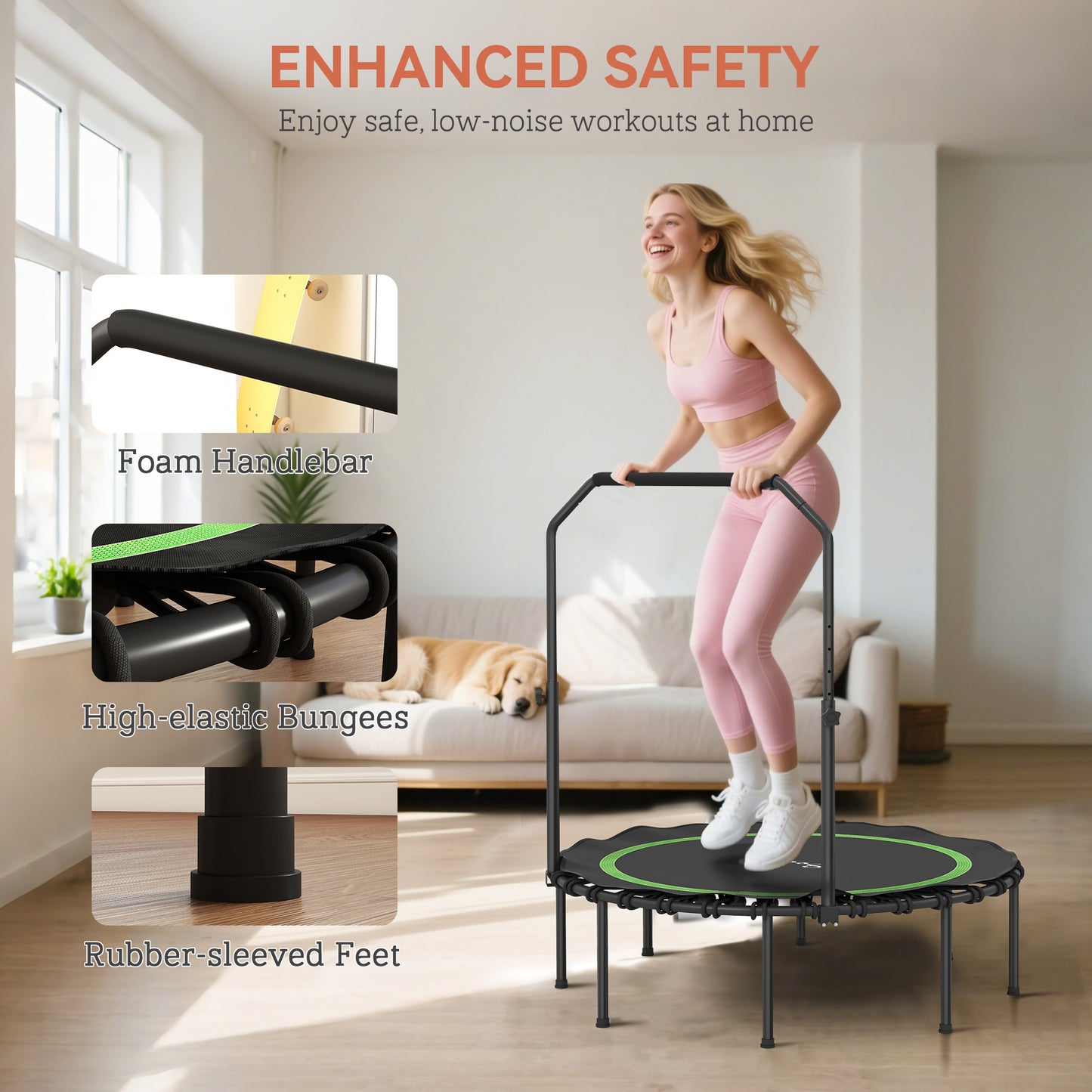 45" Foldable Rebounder Trampoline for Adults - Green