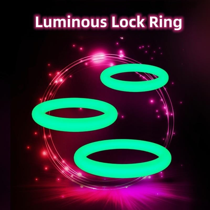 Men's Silicone Delay Ring Set - Luminous and Black Adjustable Cock Rings