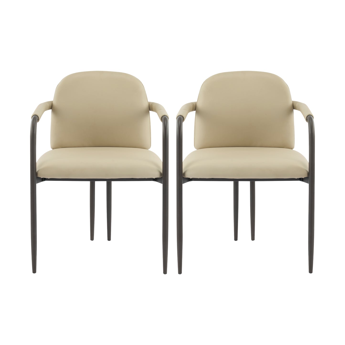Set of 2 Dining Chairs with Iron Frame - Espresso & Khaki