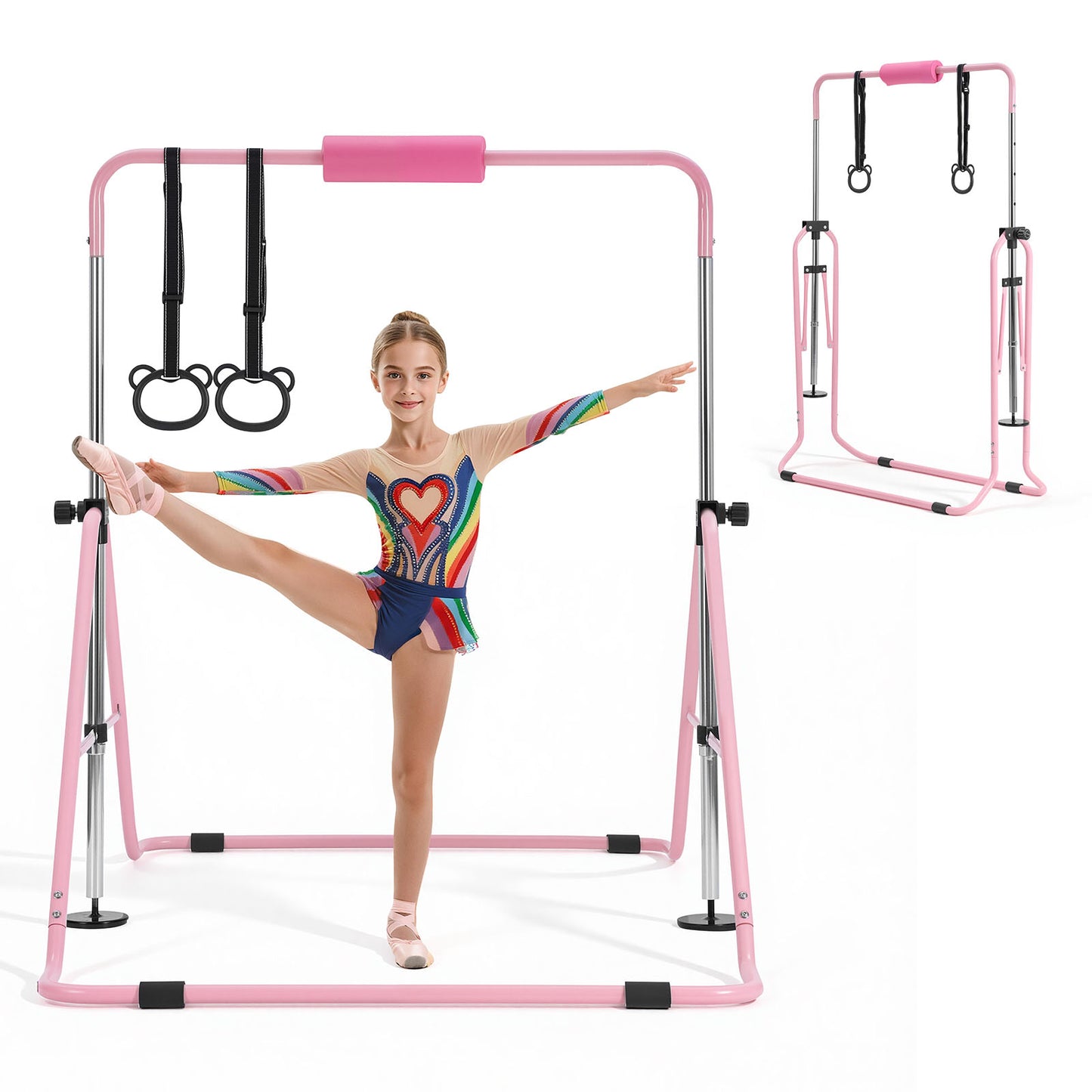 Kids Gymnastic Bars - Adjustable Folding Horizontal Bar for Indoor & Outdoor Training