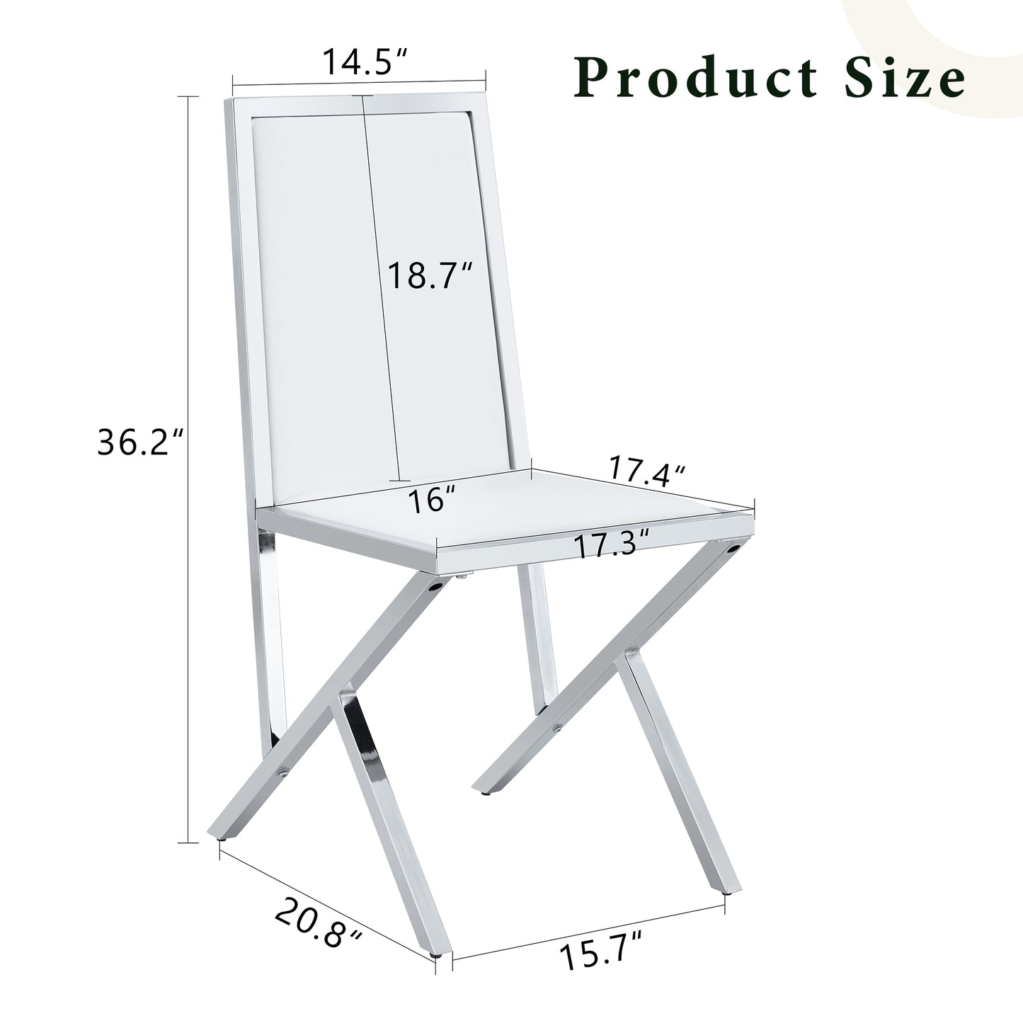 4-pack Silver Metal Framed White PU Dining Chairs Ergonomic Design, A