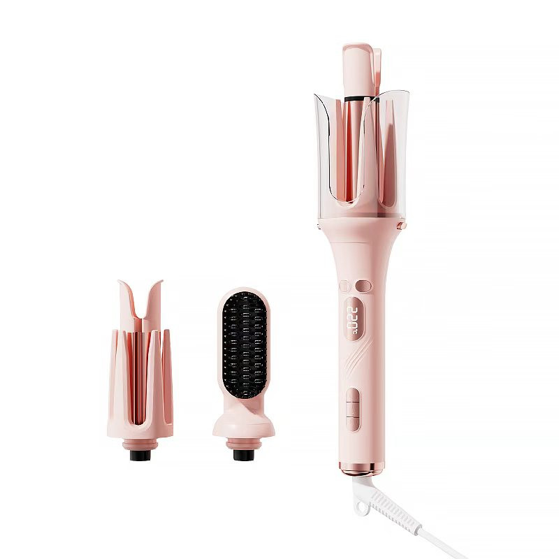 3-in-1 Auto Rotating Curling Iron & Straightener Brush Set - Ceramic