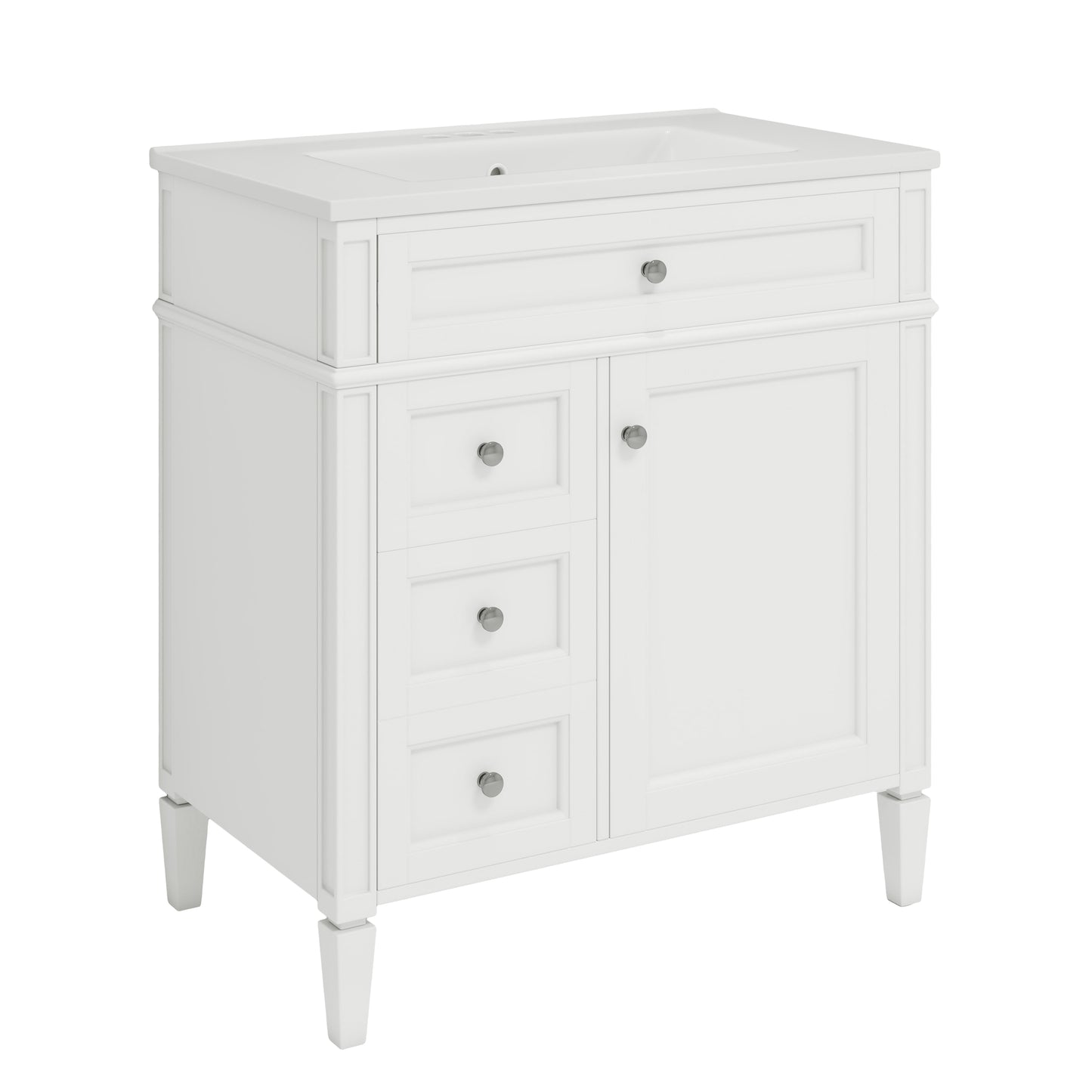 30'' Modern Bathroom Vanity with Sink & Storage - White
