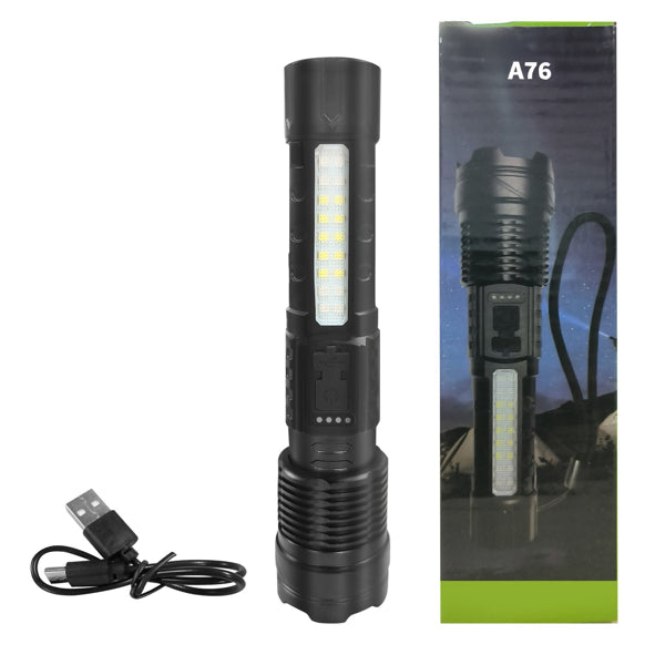 Rechargeable LED Flashlight with Zoom, 7 Modes, Waterproof, for Camping Hiking Outdoors