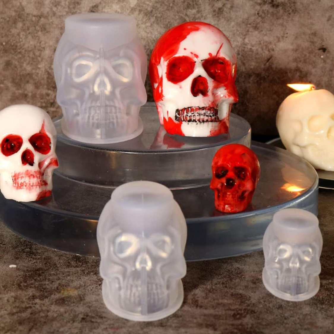 3D Skull Silicone Molds Set - Large, Medium & Small for Resin Craft