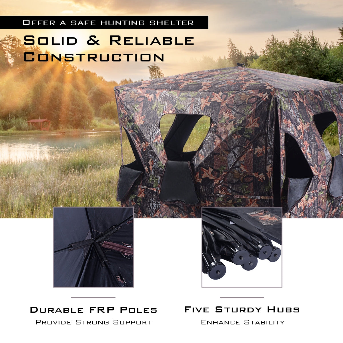 Portable Camo Hunting Blind with 360° Visibility - 2-3 Person