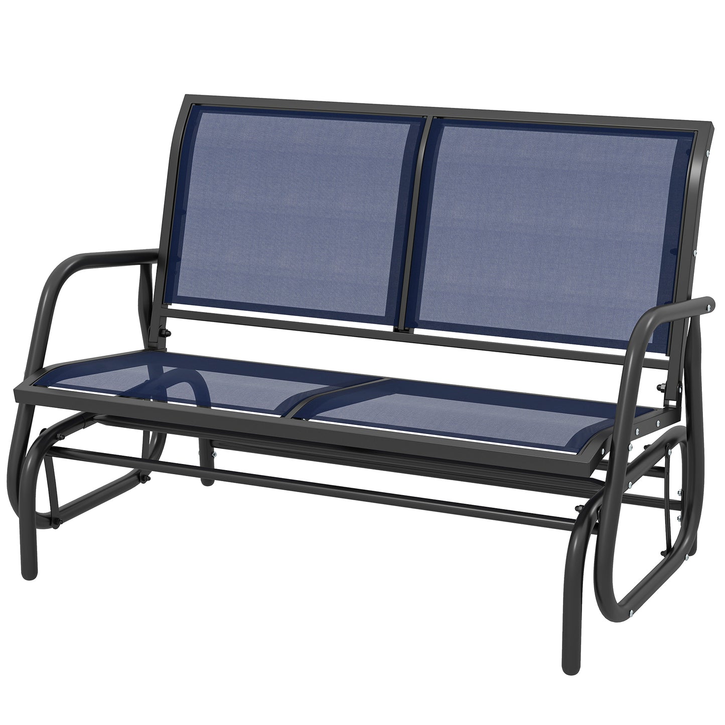 Outdoor Glider Bench - 2-Person Rocking Loveseat, Dark Blue