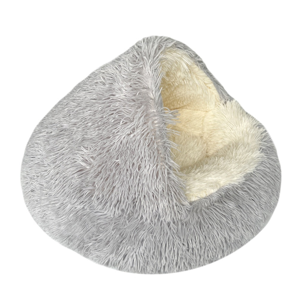 Semi Enclosed Pet Cat Bed & Dog House - Soft Plush Nest for Small to Large Pets